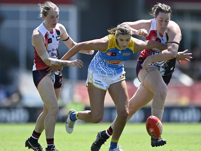 Great Barrier Reef Arena has hosted the Suns AFLW side for a number of years. Picture: Ian Hitchcock/AFL Photos/via Getty Images