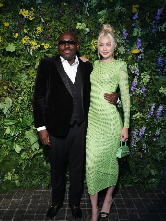 Enninful and Gigi Hadid at the British Vogue X Self-Portrait Summer Party in London in July. Picture: Getty Images