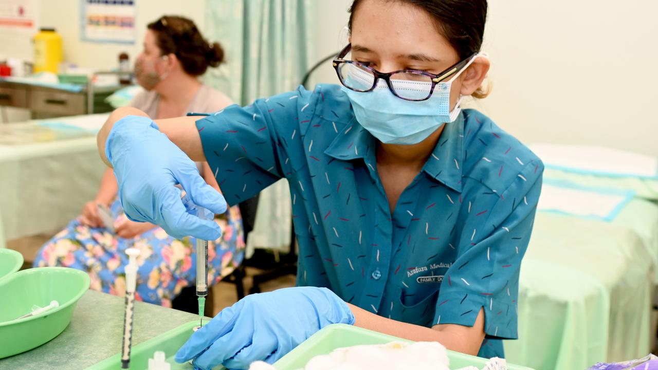 Covid-19 Vaccine Arafura Medical Centre Casuarina RN Nizma Tamrakar prepares Vaccines Picture Julianne Osborne