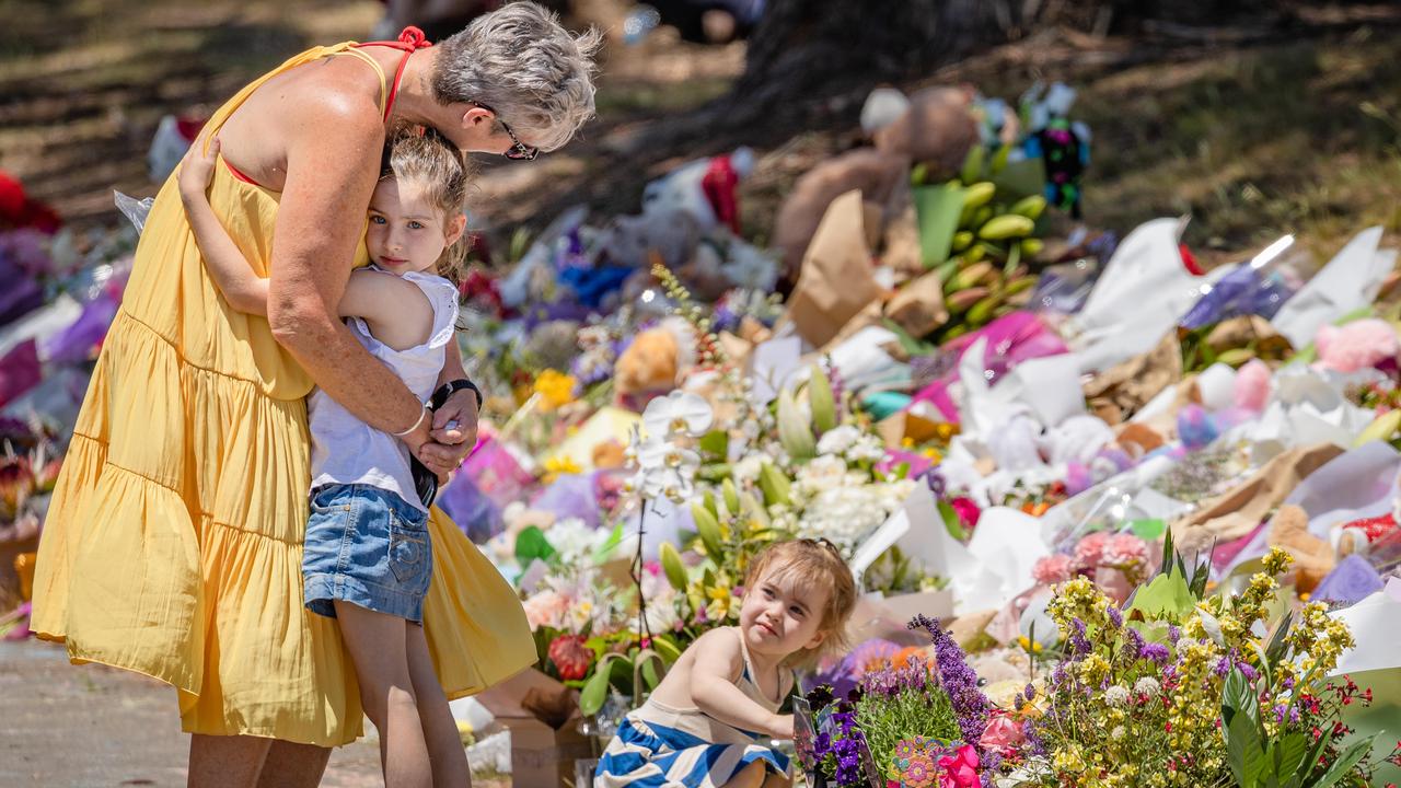 Mourners pay tribute to the children who died in the Hillcrest tragedy. Picture: Jason Edwards