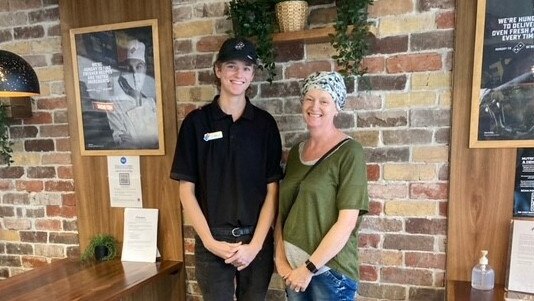 Domino's Alstonville and Ballina team member Zac Weldon and his mother, Jackie Weldon.