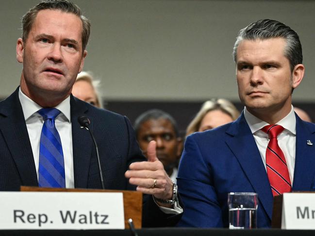 Pete Hegseth (R) and National Security Adviser Michael Waltz (L), who will be booted from his post after a Signal text leaking of war plans, according to US media. Picture: AFP