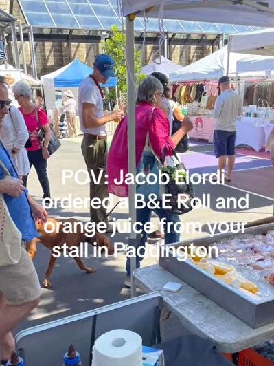 Elordi was spotted ordering a bacon and egg roll a the market. Picture: TikTok