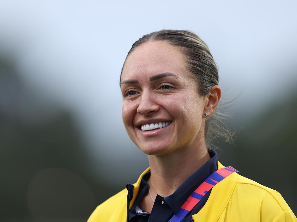 GOSFORD, AUSTRALIA – DECEMBER 31: Kyah Simon of the Mariners during the A-League Women round 10 match between Central Coast Mariners and Perth Glory at Industree Group Stadium on December 31, 2023 in Gosford, Australia. (Photo by Jason McCawley/Getty Images)