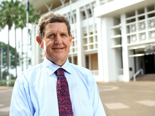 Portrait of Independent MLA Scott McConnell in front of Parliament House, Darwin. Picture: Che Chorley