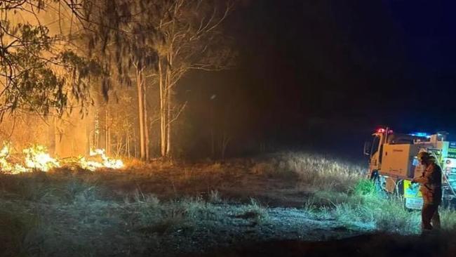 The Image Flat blaze captured by the Image Flat Cooloolabin Rural Fire Brigade on Tuesday night.