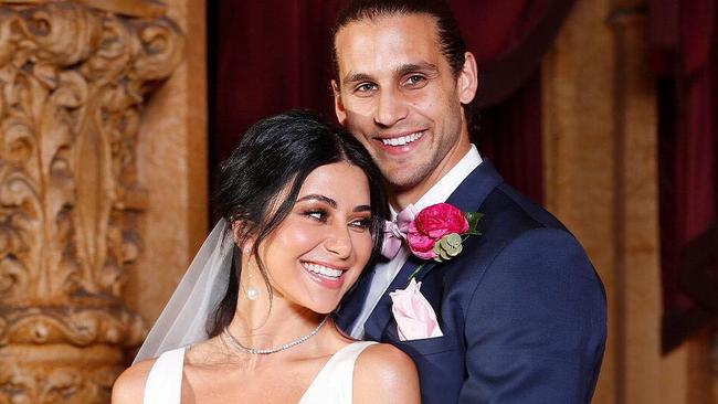 MAFS participants Martha Kalifatidis and Michael Brunelli on their wedding day. Picture: Martha Kalifatidis/Instagram