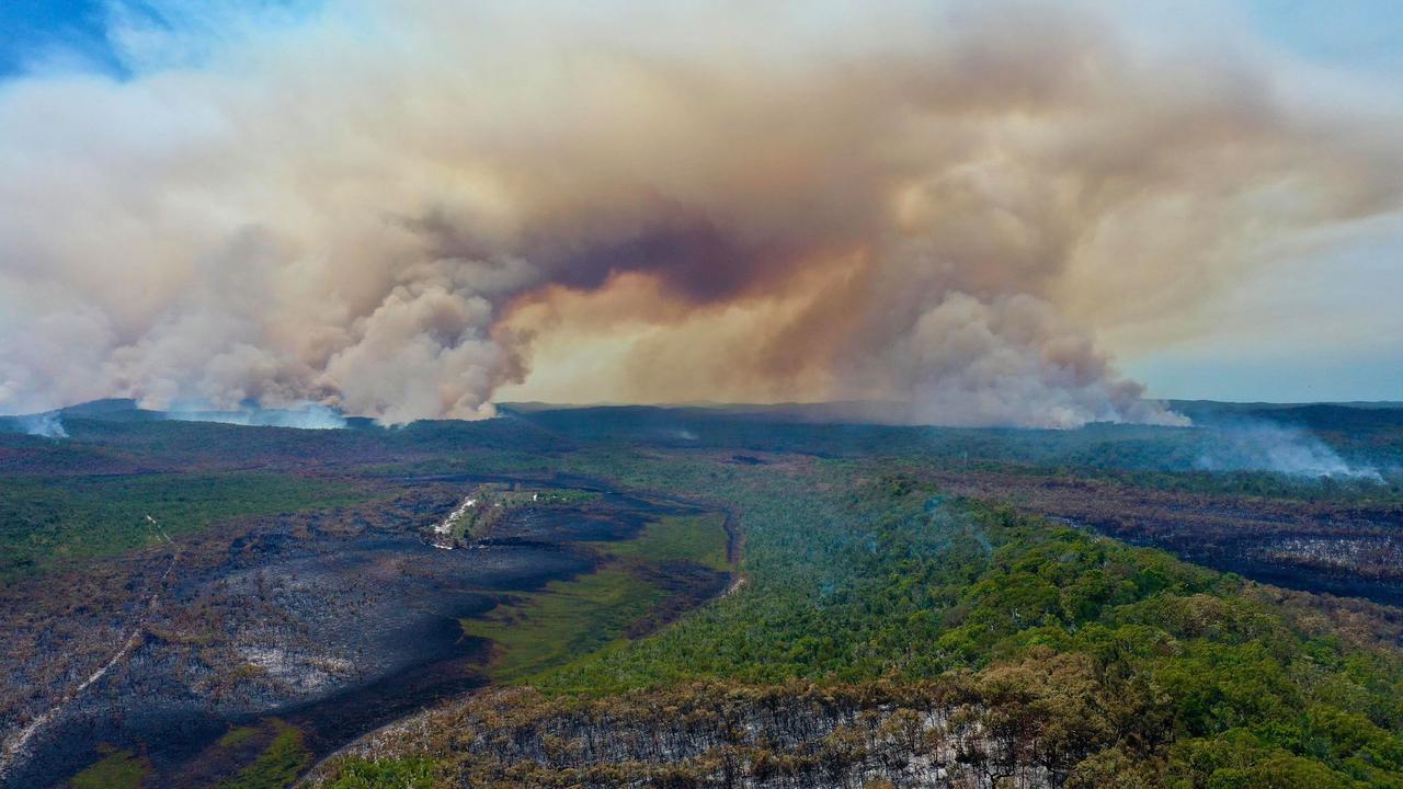 About 82,000 hectares of bushland has burned on Fraser Island since the fire began. Picture: Facebook/Glen Winney