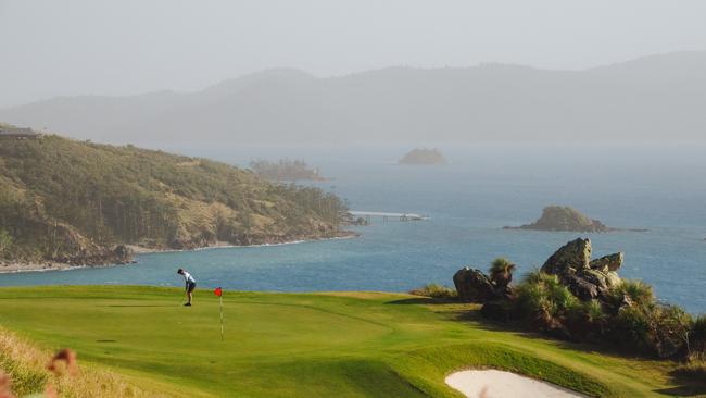 Deep bunkers and big greens are just some of the obstacles you have to be mindful of when it comes to the Hamilton Island Golf Course. Picture: Reuben Nutt