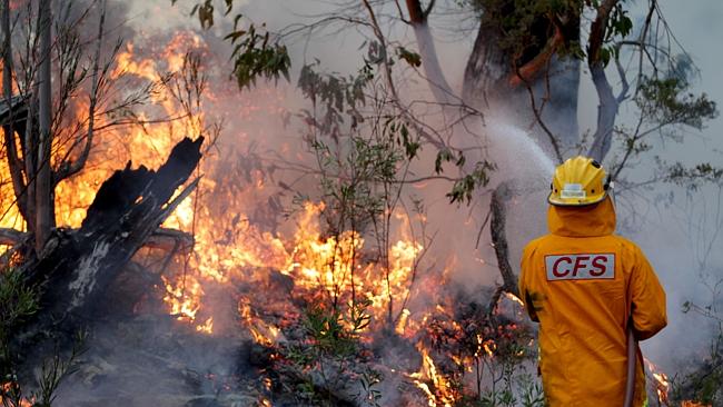 Blue Mountains fires. RFS Crews on the Bells Line of road near Bell west of Bilpin. Picture: Supplied