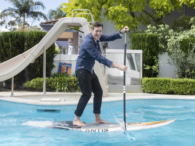 Radio host Brendan Jones loves to paddleboard. Picture: Darren Leigh Roberts