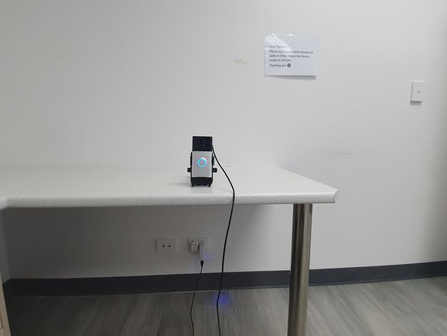 An Amazon Ring camera in a testing room at the Adelaide Respitory Clinic in Parkside. Photo Greg Barila
