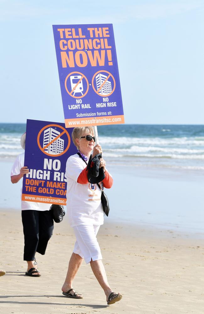 Massive light rail protest on Alexandra Beach ahead of the crucial vote on mass transit options. Picture: Patrick Woods.