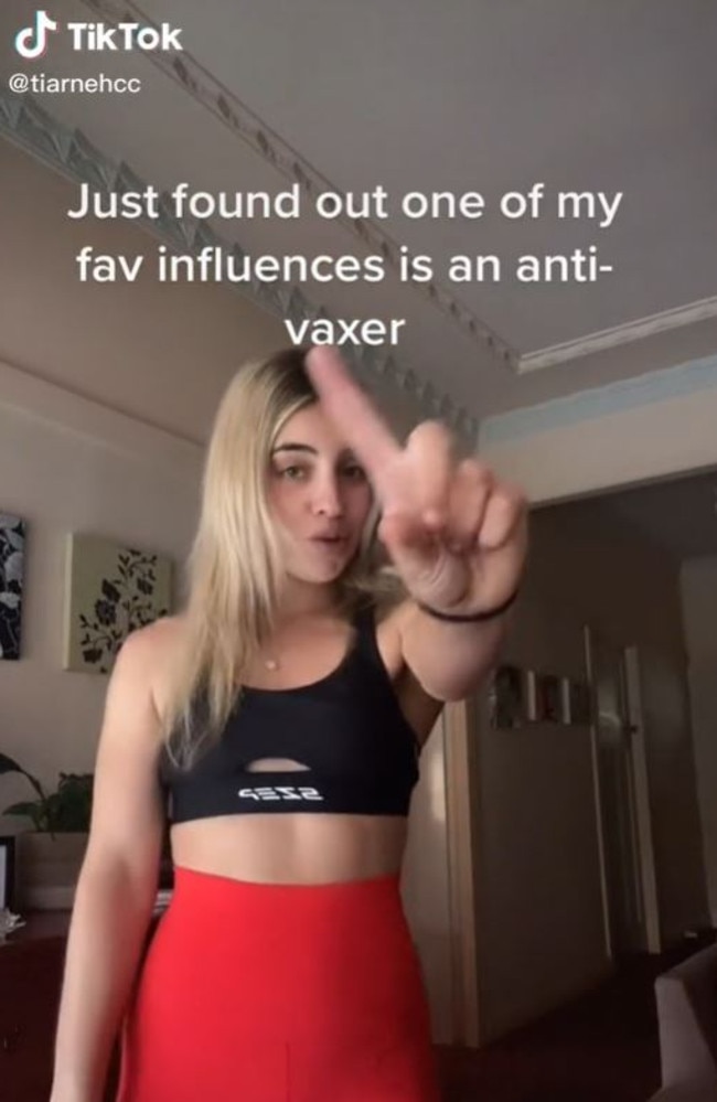 In recent weeks fans have been unfollowing the pair after sharing their anti-lockdown and vaccine views. Picture: TikTok/tiarnehcc