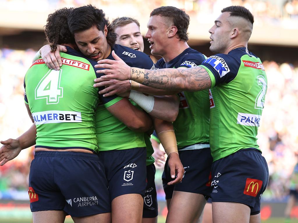 The Raiders are closing the gap on the Broncos. Picture: Cameron Spencer/Getty