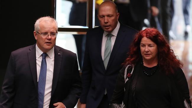 Scott Morrison arrives for a division in the House of Representatives. Picture: Kym Smith