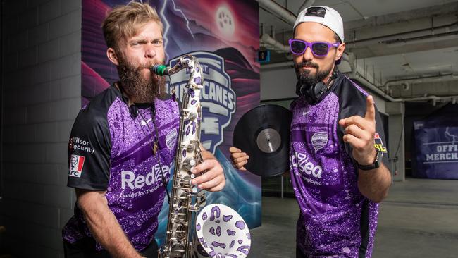 DJ Cane and Gust, Angus Leighton and Lawrence Churches are tuning up for the forthcoming BBL Grand Final at Ninja Stadium. Picture: Linda Higginson