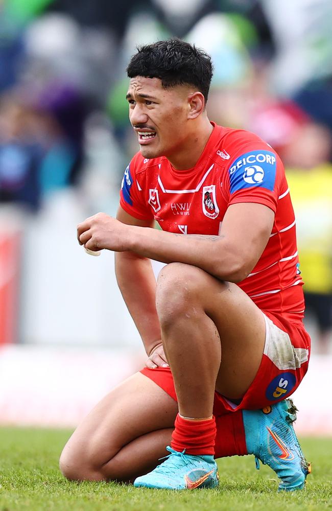 Junior Amone has not played for the Dragons since being charged in December, 2022. Photo: Mark Nolan
