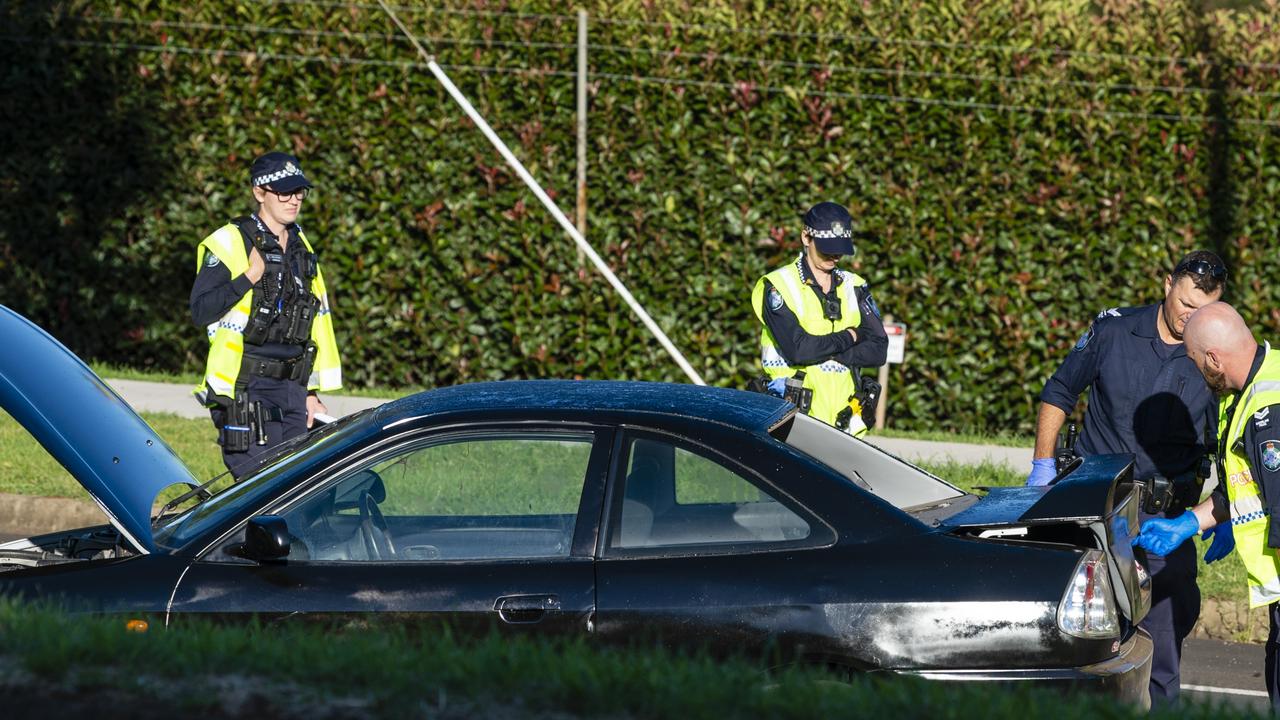 Police incident on Ruthven St near Kate St, Tuesday, March 15, 2022. Picture: Kevin Farmer