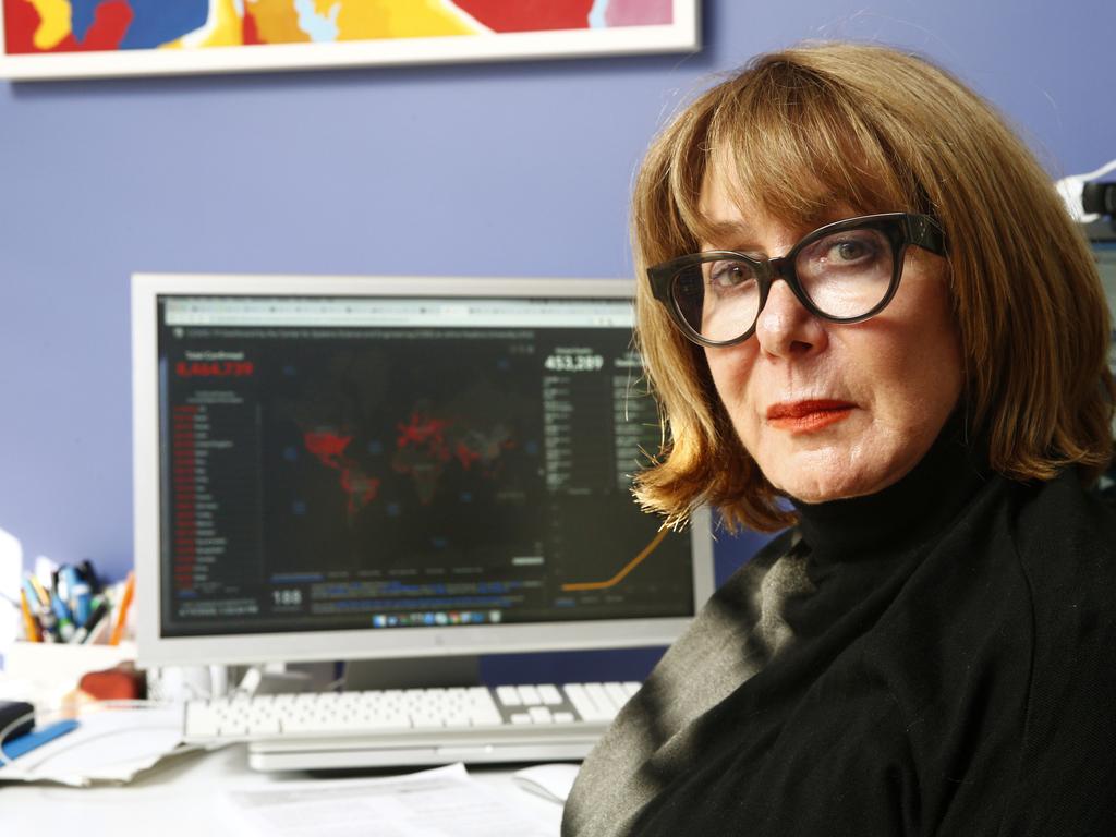 Professor Mary-Louise McLaws in her office at her home in Sydney’s Mosman. Picture: John Appleyard