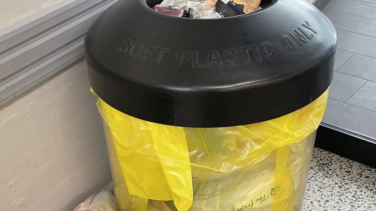 The soft plastic recycling scheme at Coles and Woollworths supermarkets collapsed in November. REDcycle, the company which was meant to recycle the plastics, has instead been stockpiling them. Picture: NCA NewsWire / David Swift