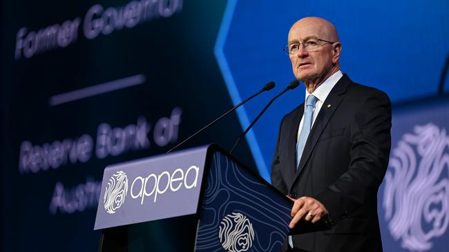 Glenn Stevens addresses the APPEA conference on Tuesday. Picture: Naomi Jellicoe