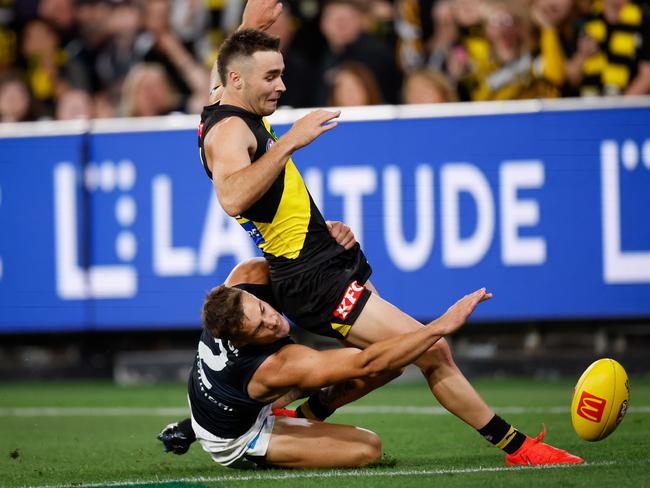 Carlton couldn’t keep up with Richmond’s speedy young guns like Seth Campbell. Picture: Getty Images