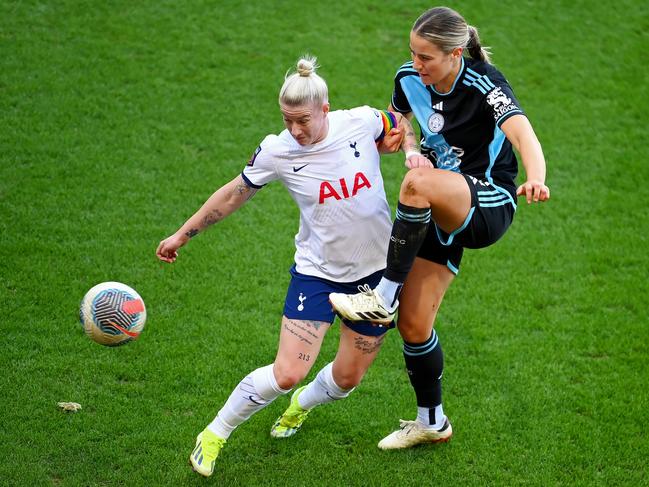Courtney Nevin (r) in action for Leicester City. Picture: Alex Davidson/Getty Images