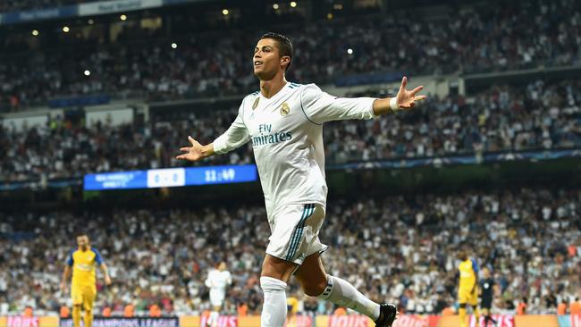 Cristiano Ronaldo of Real Madrid celebrates.