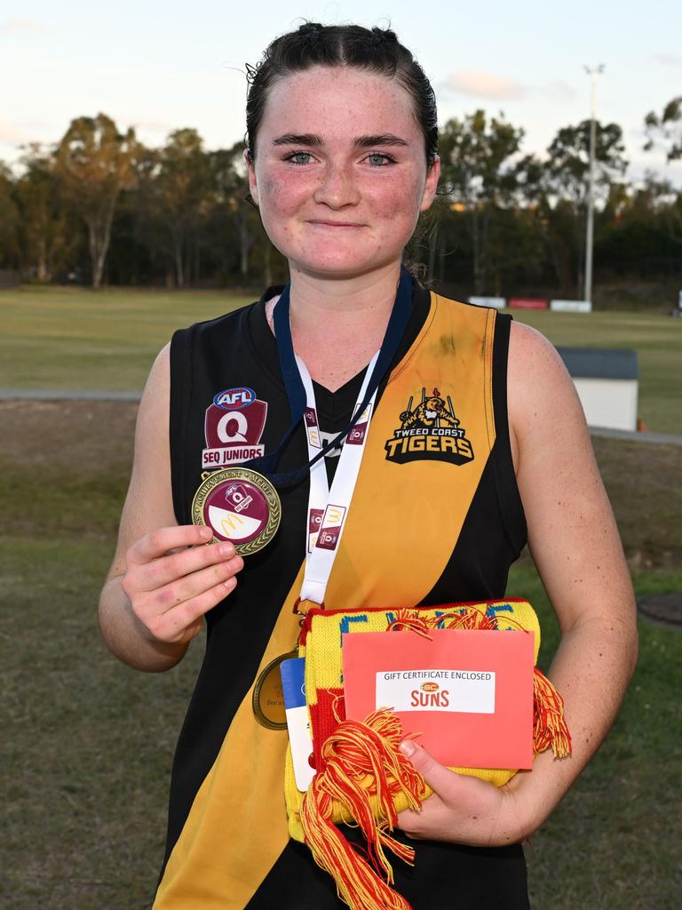 Alannah McNally of Tweed Coast Tigers won the best on ground for the Under 17 Girls Div 2 grand final for SEQJ Gold Coast Northern Rivers: Picture: Supplied