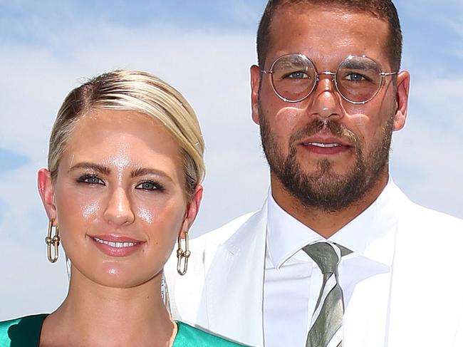 Buddy Franklin and Jesinta Campbell arrive at Magic Millions Race day on the Gold Coast. Pics Adam Head