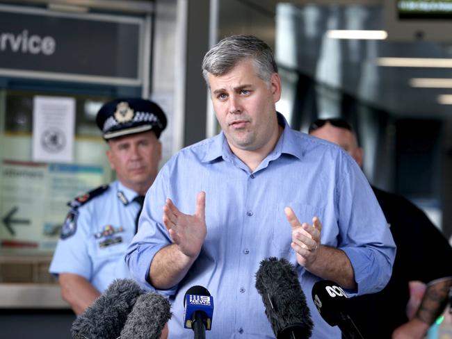 Mark Ryan, Minister for Police and Corrective Services announces new draft legislation that will prevent the sale of knives, bladed weapons and gel blasters to underaged kids. Photo: Regi Varghese