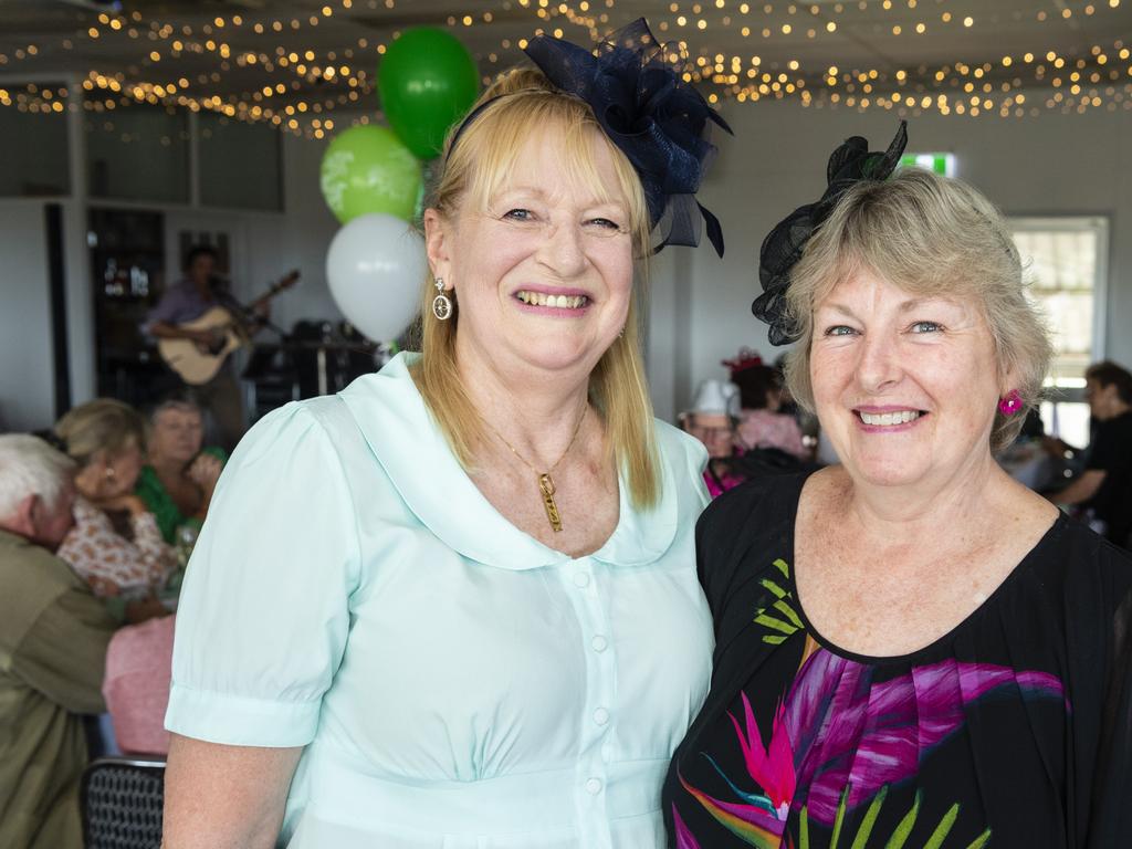 Rhonda Worland (left) and Collette Rooney at the Melbourne Cup luncheon at Club Toowoomba, Tuesday, November 1, 2022. Picture: Kevin Farmer