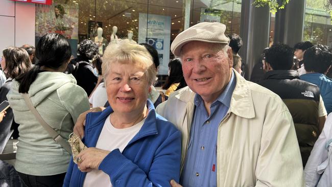 Peter and Dita Tamm lined up for 40 minutes to see what all the fuss around Uniqlo was about. Picture: Kitty Barr