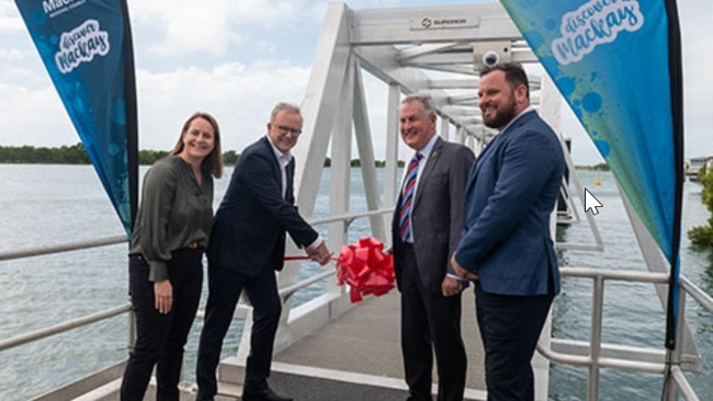 Prime Minister Anthony Albanese officially opened the Riverside Revitalisation Project with ALP Senator for Queensland Nita Green, Mackay Mayor Greg Williamson and Mackay Regional Council CEO Scott Owen in April, 2024. Picture: Supplied