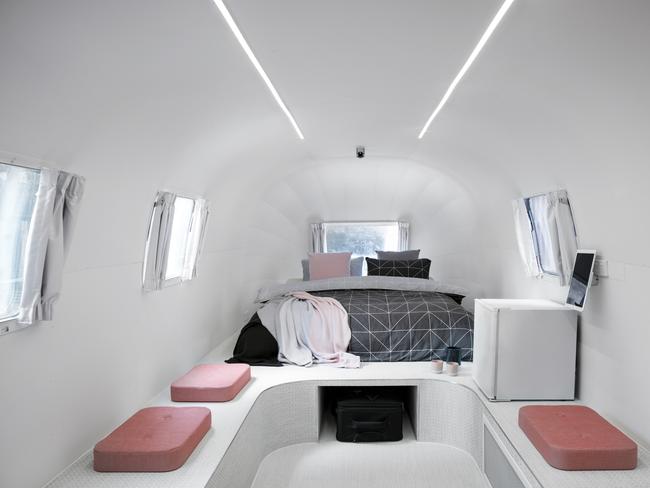 Cosy up inside the airstream caravan. Picture: Andrew Curtis