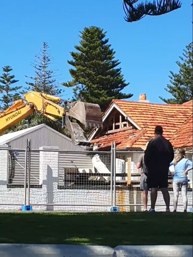 The Demolition of the Seawall Apartments has begun at Glenelg, 5 April 2022. Picture: SOS Save Our Seawall apartments