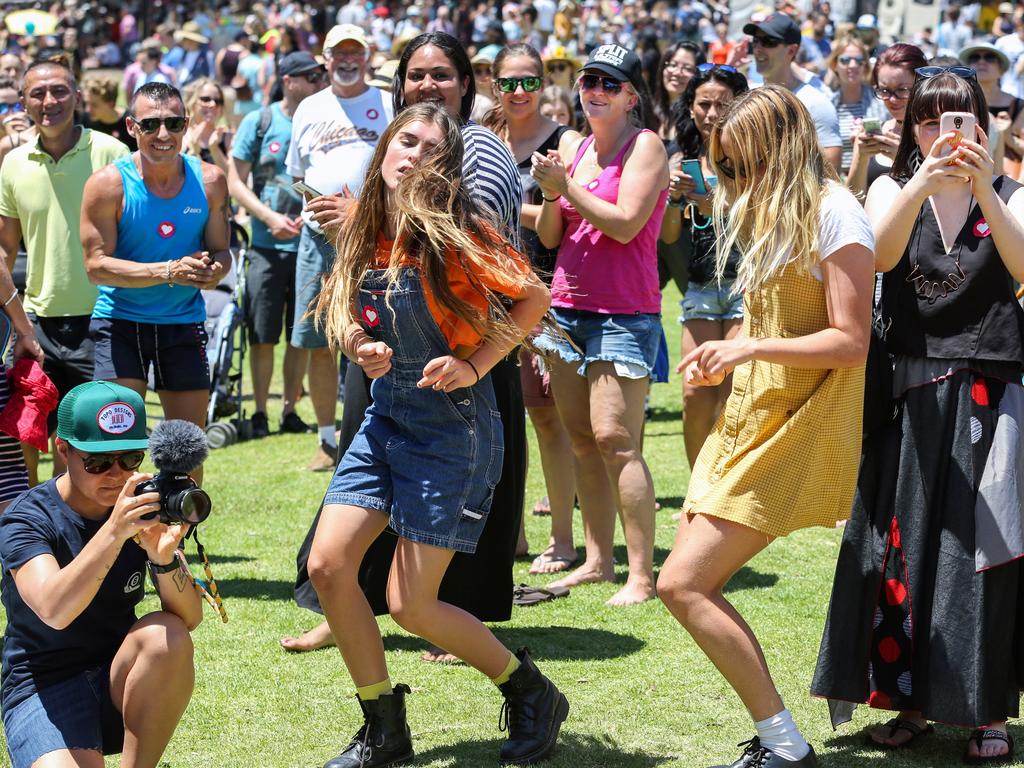 Getting into the music at the Federation Stage area. Picture: Jess Husband.