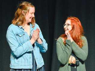 Bible reading 15 - 18 years,  First Jasmine Prasser with Tierney Mallett.The 48th Gladsrone Eisteddfod. Picture: Mike Richards GLA090818EIST