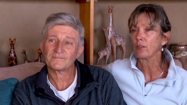 Steph Weisse’s parents react to the news Steph has been found. Picture: 7 News