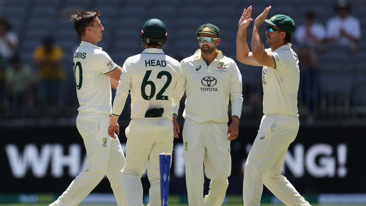 Pat Cummins struck on the third ball of the day. (Photo by Paul Kane/Getty Images)