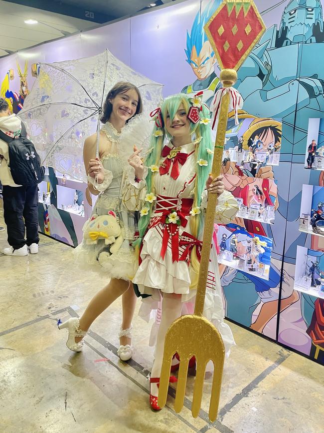 Mia and Emily at the Oz Comic Con in Melbourne on Saturday June 8, 2024. Picture: Jack Colantuono