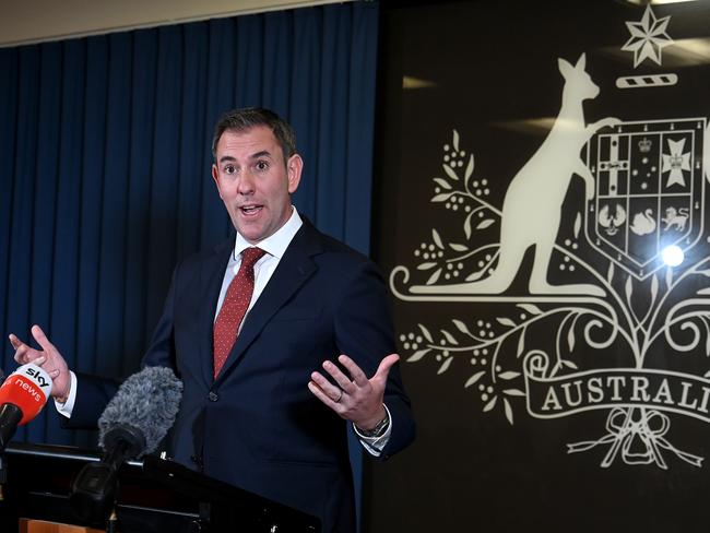 BRISBANE, AUSTRALIA - NewsWire Photos - 31 JULY, 2024: Treasurer Jim Chalmers holds a press conference to address inflation data out today. Picture: NewsWire /  John Gass