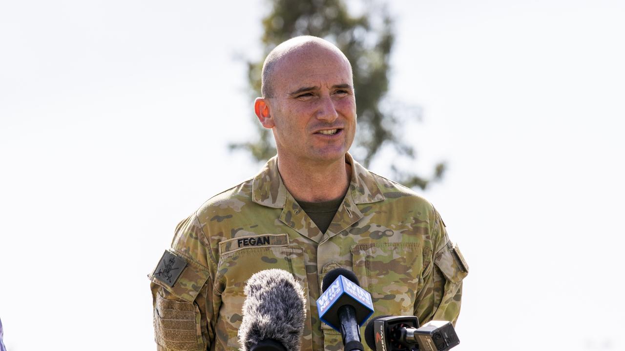 Commander 3rd Brigade Brigadier Kahlil Fegan DSC speaks to media before Exercise Talisman Sabre 2021. Picture: LACW Emma Schwenke