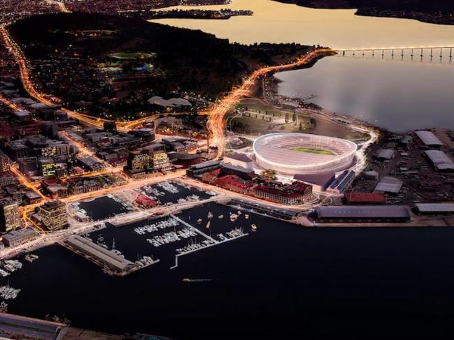 A concept image of Hobart's proposed stadium at Macquarie Point — the design is yet to be finalised. (Supplied: AFL)