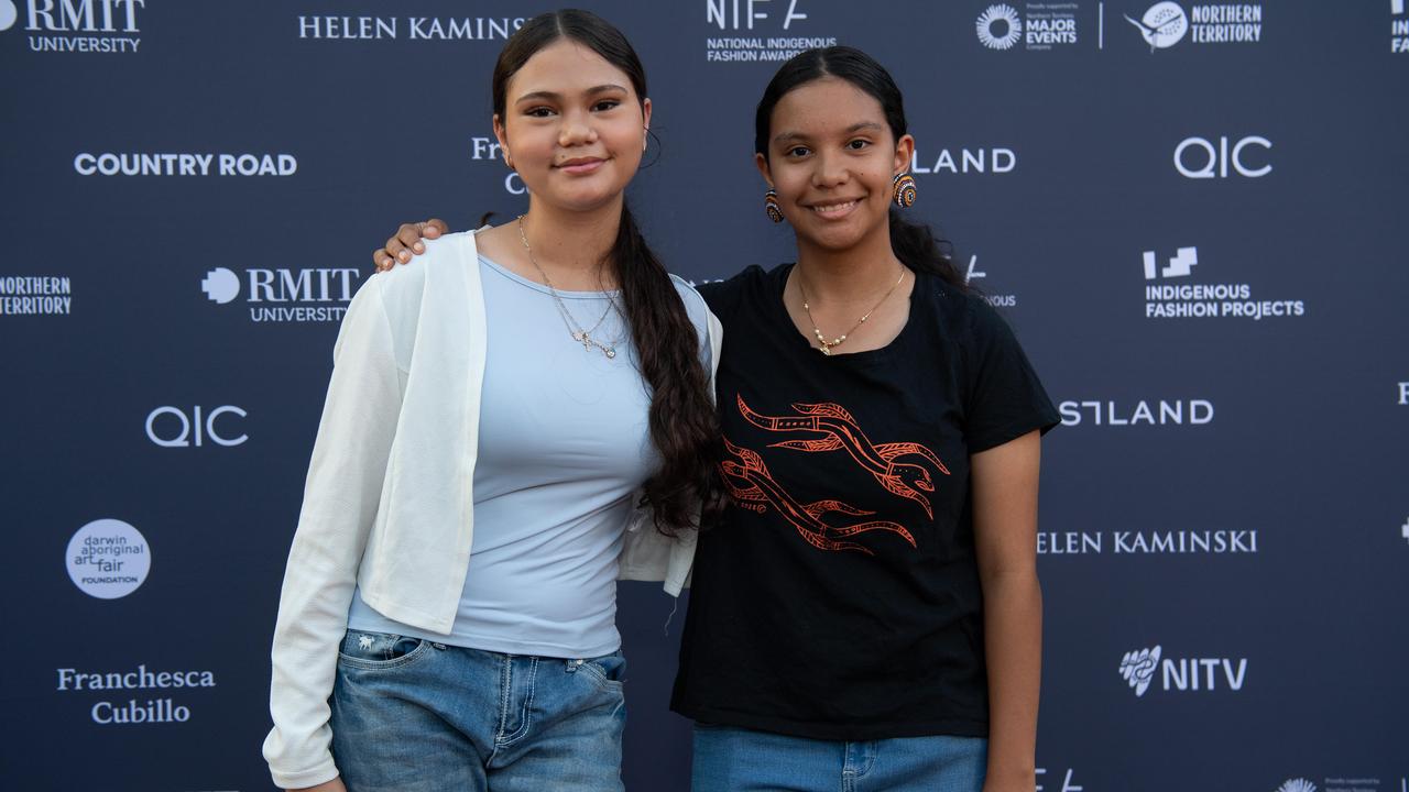 Marlise Edwards and Kiril Tipo at the 2024 National Indigenous Fashion Awards (NIFA). Picture: Pema Tamang Pakhrin