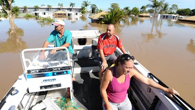 Residents evacuate in East Bundaberg, Queensland, Tuesday, January 29, 2013. Picture: AAP