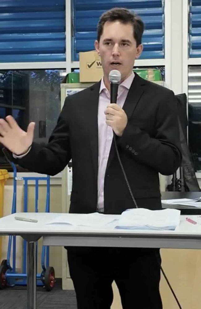 George Seymour speaks at the Meet Candidates event hosted by the Hervey Bay Chamber of Commerce at TAFE Hervey Bay on January 22, 2024.