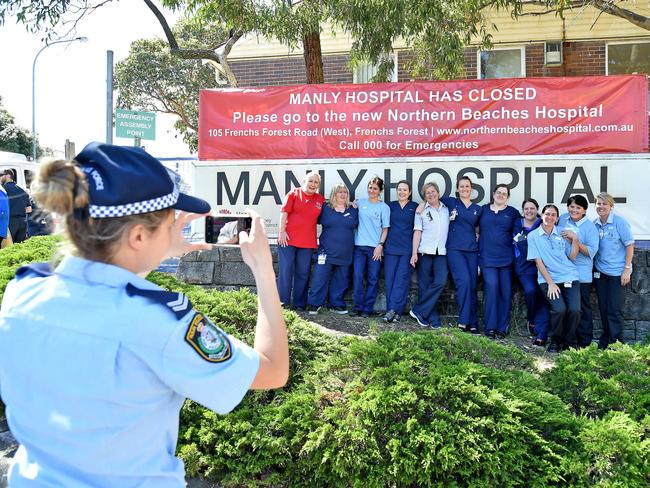 Nurses pose for a photograph outside Manly Hospital at Manly on October 30. Picture: AAP IMAGE / Troy Snook