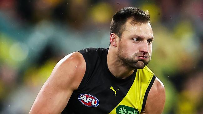 Richmond captain Toby Nankervis is battling a foot injury in a race for Opening Round. Picture: Dylan Burns/AFL Photos via Getty Images.